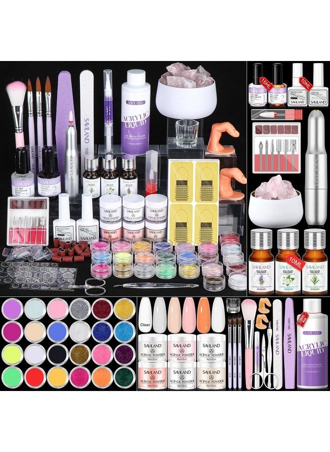 Professional Acrylic Nail Kit With Drill: Nail Kits Acrylic With Everything For Beginners Acrylic Powder And Liquid Set With Essential Oil Dehydrator Primer Acrylic Nail Set Starter Kit Salon