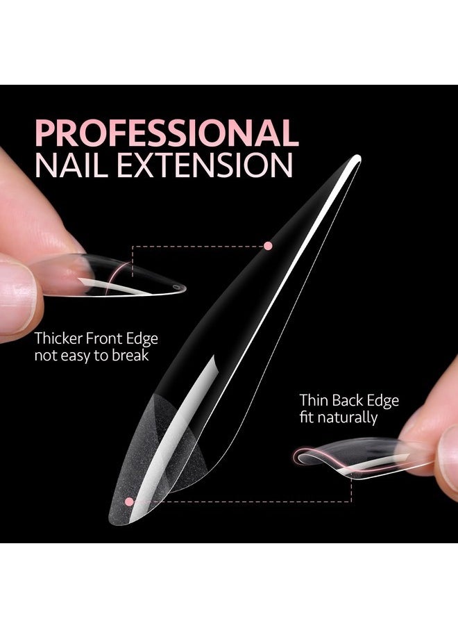 Medium Stiletto Nail Tips, 240Pcs Soft Pre-Shaped Acrylic Nail Tips, 12 Sizes Half Matte Full Cover Fake Press On Nails Tips, Nail Extension Tips