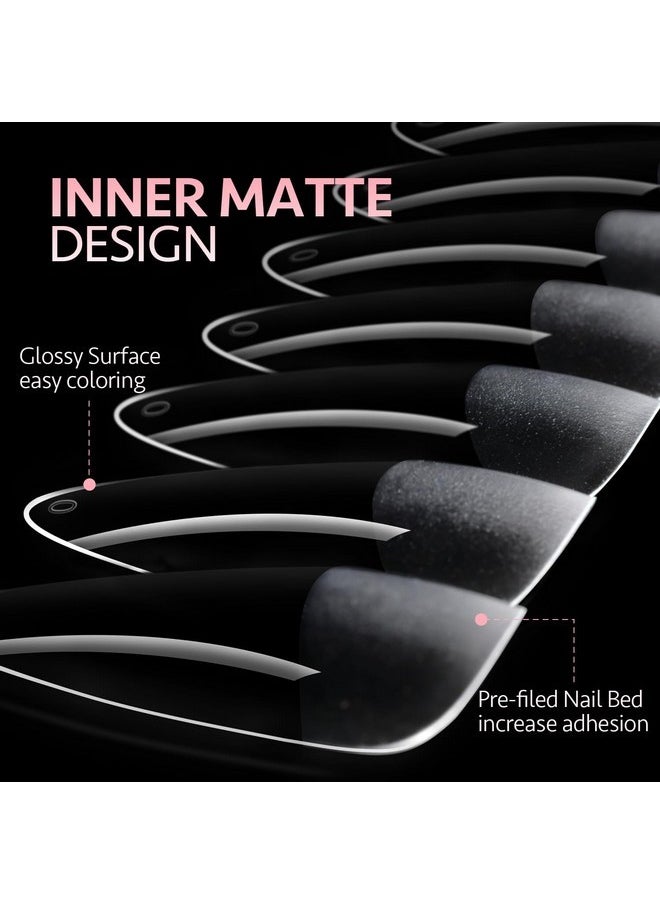 Medium Stiletto Nail Tips, 240Pcs Soft Pre-Shaped Acrylic Nail Tips, 12 Sizes Half Matte Full Cover Fake Press On Nails Tips, Nail Extension Tips