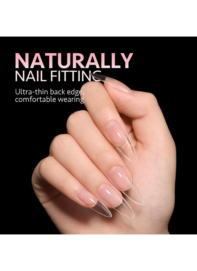 Medium Stiletto Nail Tips, 240Pcs Soft Pre-Shaped Acrylic Nail Tips, 12 Sizes Half Matte Full Cover Fake Press On Nails Tips, Nail Extension Tips