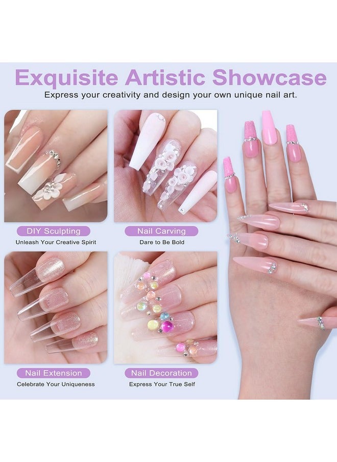 Acrylic Nail Kit - 30G Clear, White, Pink Acrylic Powder And 80Ml Acrylic Liquid Set With Brush, Nail Forms, And Tools For Beginners Home Salon N301