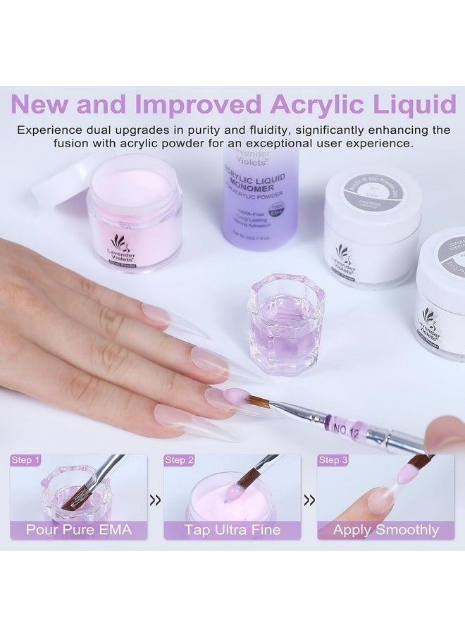 Acrylic Nail Kit - 30G Clear, White, Pink Acrylic Powder And 80Ml Acrylic Liquid Set With Brush, Nail Forms, And Tools For Beginners Home Salon N301