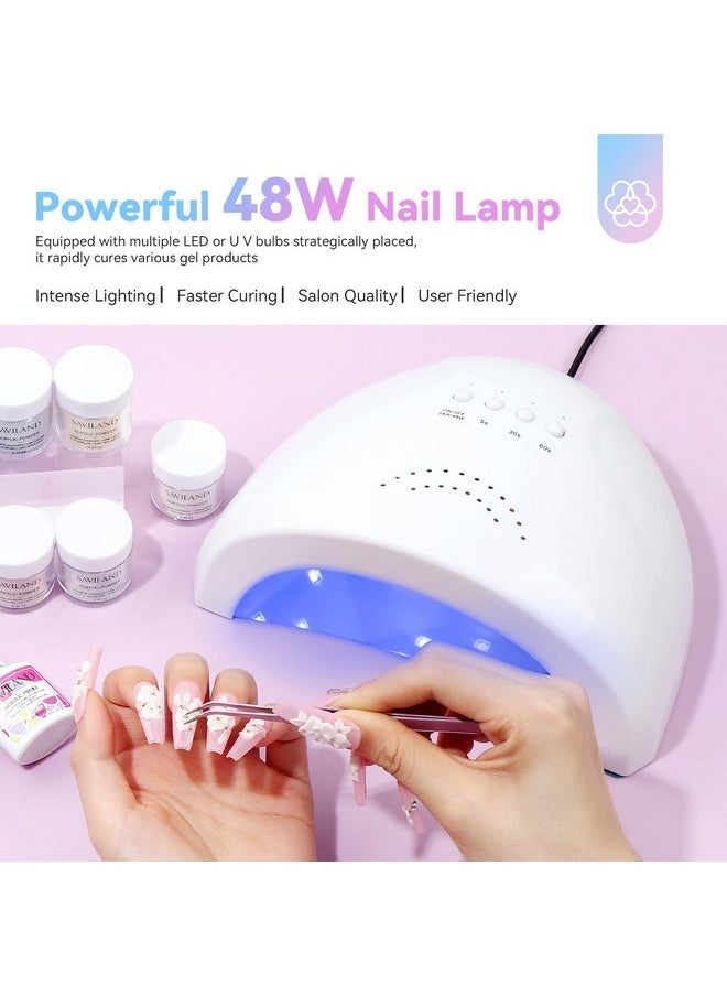 Acrylic Nail Kit With Everything: 10 Colors Acrylic Powder Clear Liquid Monomer 48W Nail Lamp 20000Rpm Nail Drill Complete Tools Home Manicurist Nail Extensions