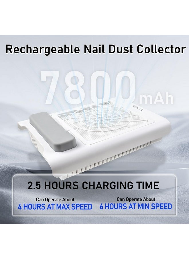 Nail Dust Collector, Profesional Dust Collector Nail Tech Quiet Rechargeable Nail Vacuum Fan Nail Tech Must Have Manicure Tools With 2 Reusable Filters