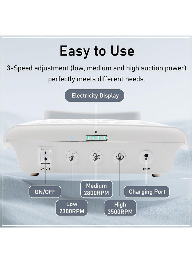 Nail Dust Collector, Profesional Dust Collector Nail Tech Quiet Rechargeable Nail Vacuum Fan Nail Tech Must Have Manicure Tools With 2 Reusable Filters