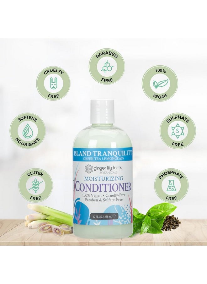Botanicals Moisturizing Conditioner For Dry Hair, Island Tranquility, 100% Vegan & Cruelty-Free, Green Tea Lemongrass Scent, 12 Fl Oz