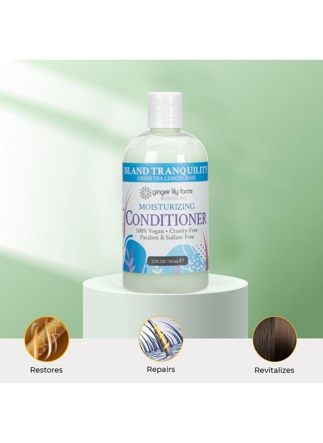 Botanicals Moisturizing Conditioner For Dry Hair, Island Tranquility, 100% Vegan & Cruelty-Free, Green Tea Lemongrass Scent, 12 Fl Oz