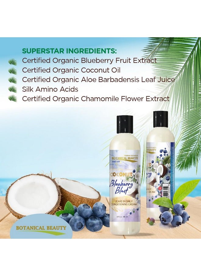 Coconut Blueberry Blast Leave-In Conditioner Hair Softening, Detangling, Damage Repairing And Breakage Prevention 8 Fl. Oz. 240 Ml.