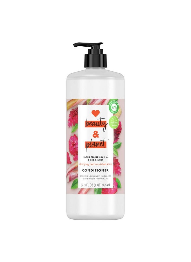 Silicone Free Conditioner Detox And Nourishment Black Tea Kombucha & Red Ginger Hair Care For Soft & Shiny Hair, Floral, 32 Fl Oz