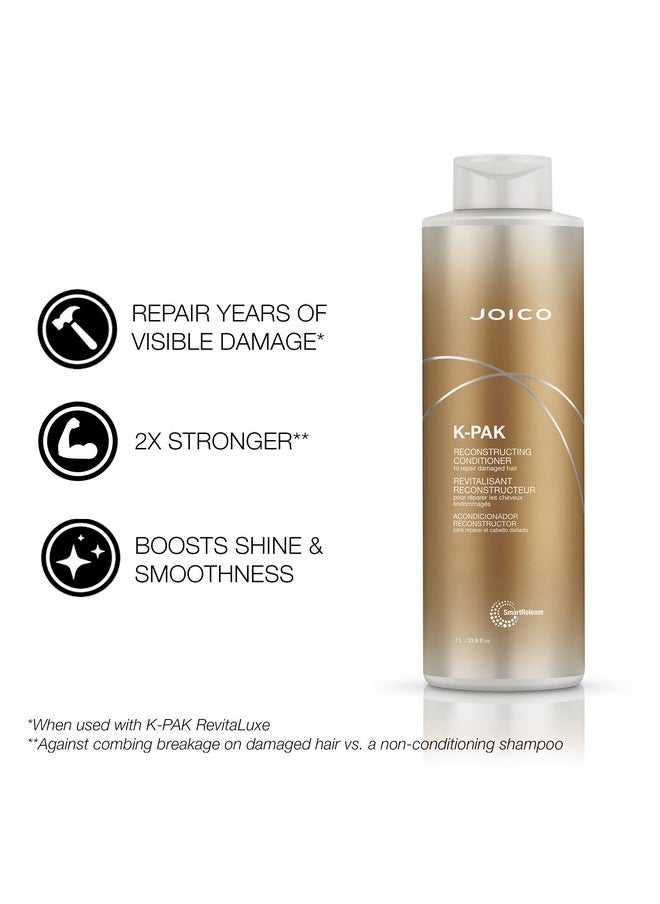 K-Pak Daily Reconstructing Conditioner | For Damaged Hair | Restore Shine | Smooth & Detangle | Eliminate Static | With Keratin & Guajava Fruit Extract | 33.8 Fl Oz