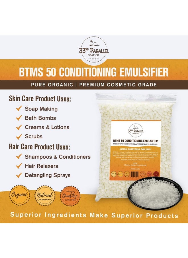 33Rd Parallel | Btms 50 (2 Oz) Conditioning Emulsifier | 100% Natural Plant Derived | Behentrimonium Methosulfate Cetearyl Alcohol Emulsifying Conditioner | Product Of Usa (2 Ounces)