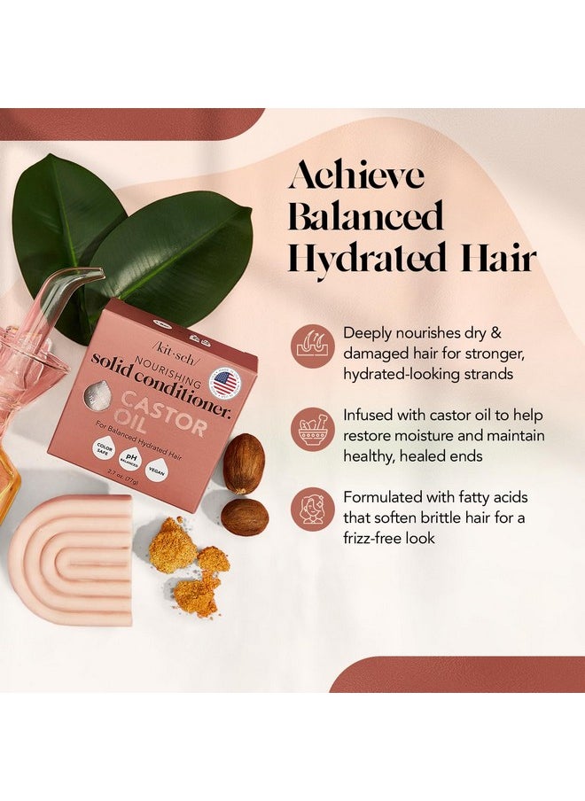 Castor Oil Hair Conditioner Bar - Hydrating, Nourishing & Cleansing, For Curly, Wavy, Or Straight Hair, Natural, Organic, Vegan, Plastic-Free, Paraben & Sulfate-Free, Eco-Friendly, 2.7 Oz