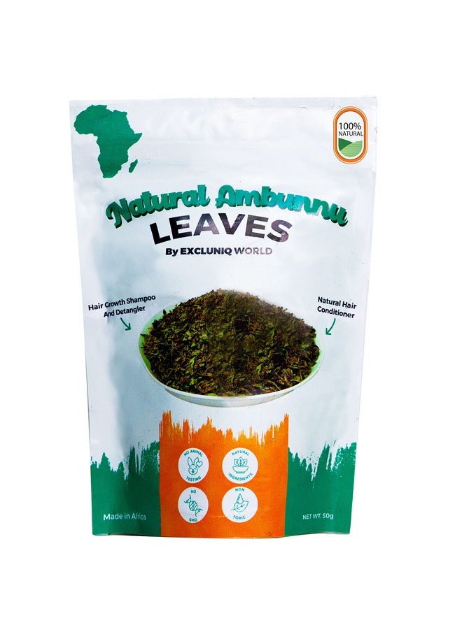 Natural Ambunnu Leaves By Excluniq World 50G Pack | Herbal Hair Detangler, Shampoo & Conditioner For Dry And Damaged Hair | African Traditional Scalp & Hair Care Remedy For Girls, Women & Men
