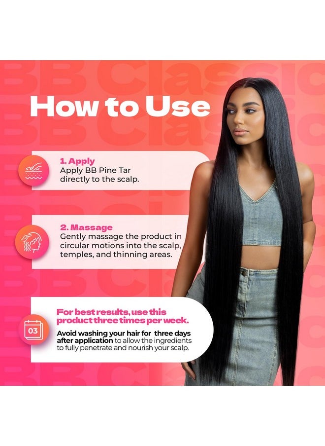 Bb Pine Tar Super Gro Conditioning Temple & Scalp Treatment For Dandruff - Soothes Dry, Itchy Scalp, Moisturizer & Deep Conditioner - With Pine Tar, Salicylic Acid & Lanolin - 6 Oz