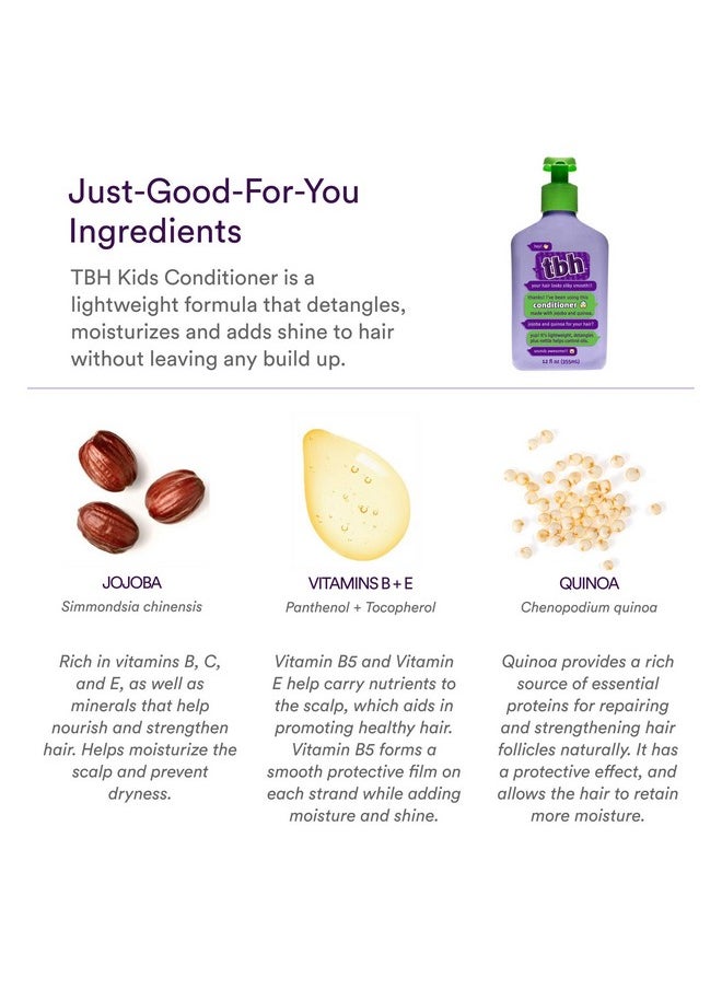 Teen & Kids Conditioner- Lightweight And Detangling Hydrating Hair Conditioner For Dry, Oily, Fine, Curly, And All Hair Types - Tween And Kids Hair Conditioner - Sulfate, Paraben Free - 12 Oz