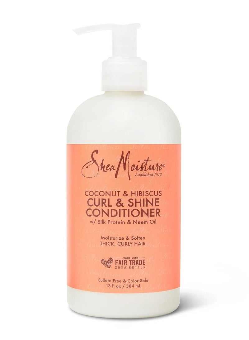 Curl & Shine Conditioner Coconut & Hibiscus, for Thick, Curly Hair to Moisturize & Soften, 13 oz 384 ml