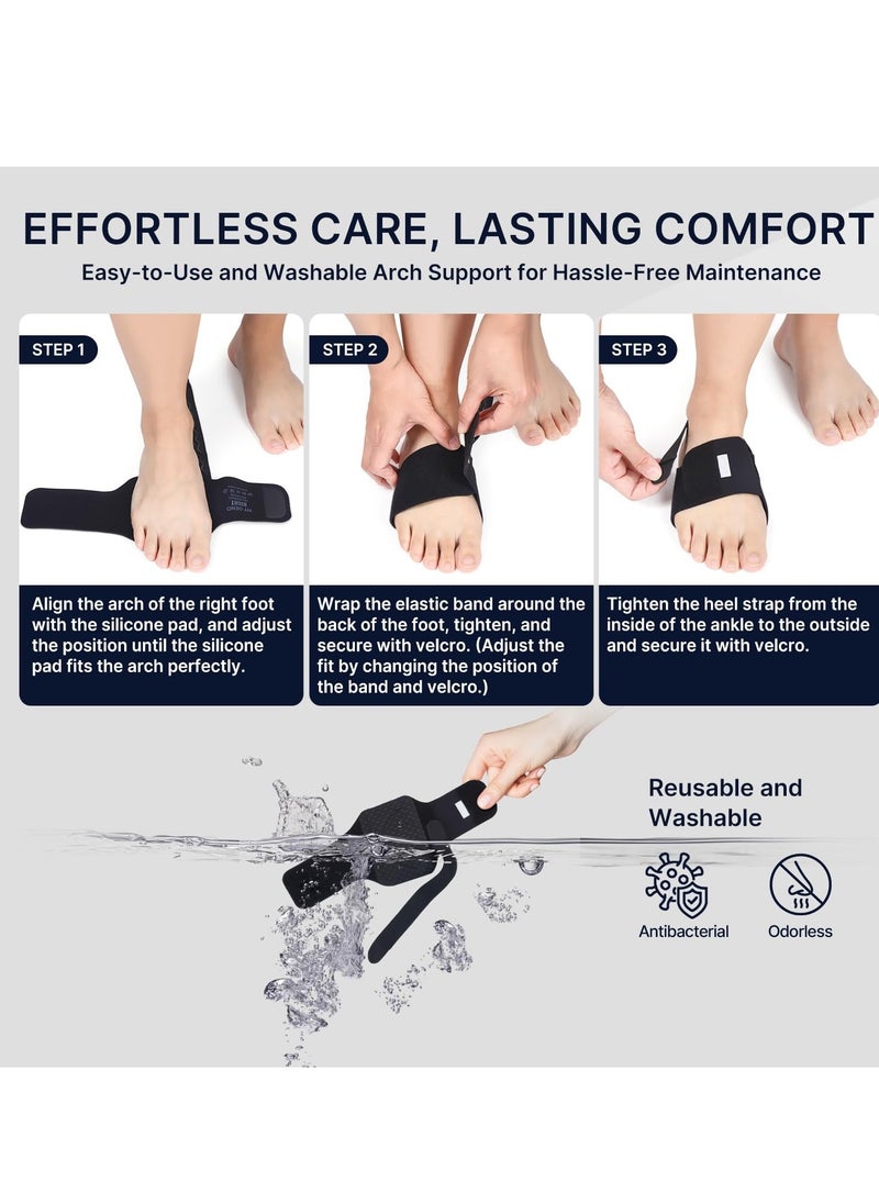 Arch Support Braces for Plantar Fasciitis Relief Upgraded Non-Slip Wearable Arch Support w/Built-in Orthotics Adjustable Bands W/Gel Pads for Flat Feet High Fallen Arch