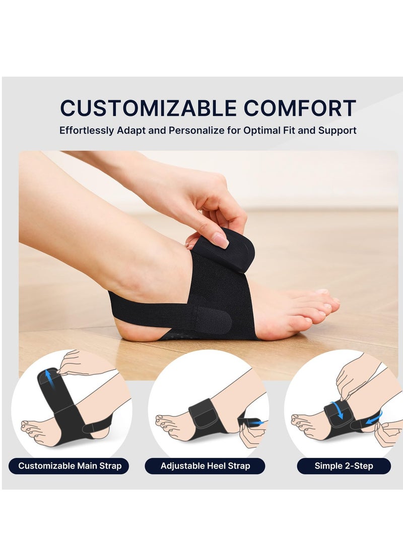 Arch Support Braces for Plantar Fasciitis Relief Upgraded Non-Slip Wearable Arch Support w/Built-in Orthotics Adjustable Bands W/Gel Pads for Flat Feet High Fallen Arch