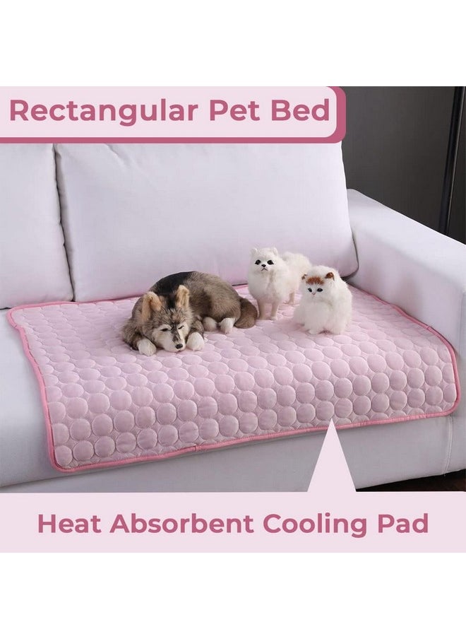 Rectangular Dog & Cat Bed|Premium Cool Ice Silk With Polyester With Bottom Mesh|Multi-Utility Self-Cooling Pad For Dog & Cat|Light-Weight & Durable Dog Bed|Zqcj001P-L|Pink