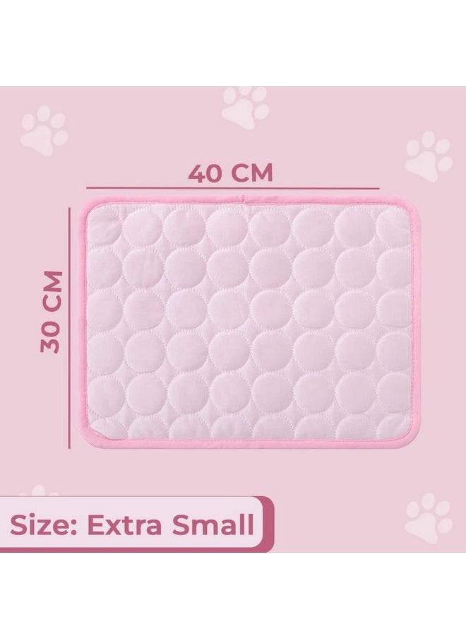 Rectangular Dog & Cat Bed|Premium Cool Ice Silk With Polyester With Bottom Mesh|Multi-Utility Self-Cooling Pad For Dog & Cat|Light-Weight & Durable Dog Bed|Zqcj001P-Xs|Pink