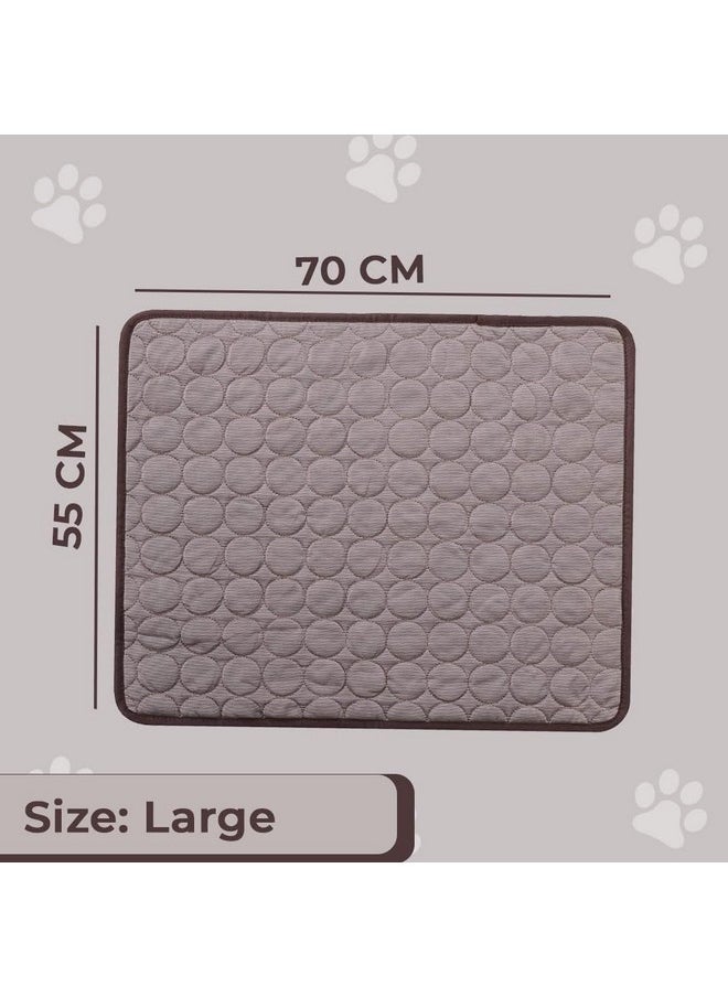 Rectangular Dog & Cat Bed|Premium Cool Ice Silk With Polyester With Bottom Mesh|Multi-Utility Self-Cooling Pad For Dog & Cat|Light-Weight & Durable Dog Bed|Zqcj001C-Xl|Coffee