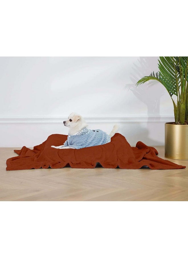 Pet Blanket For Large Small Dogs And Cats - Solid Plush Flannel Silky Soft Fleece - 35