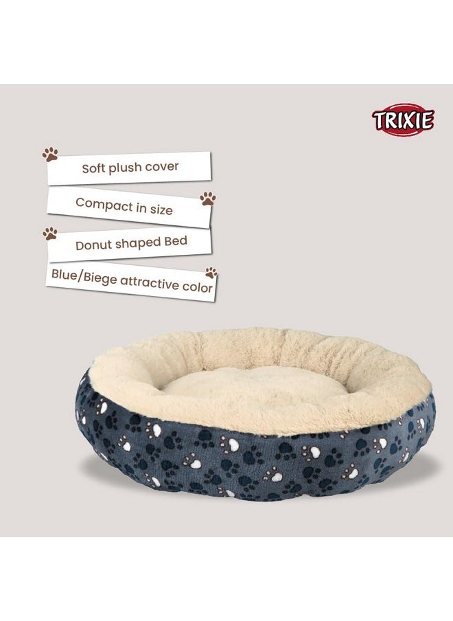 Plush Cushion Beds For Dogs Suitable For Small Breeds (Shih Tzu, Pug, Chihuahua) During Winters, Blue/Biege, 50 Cm