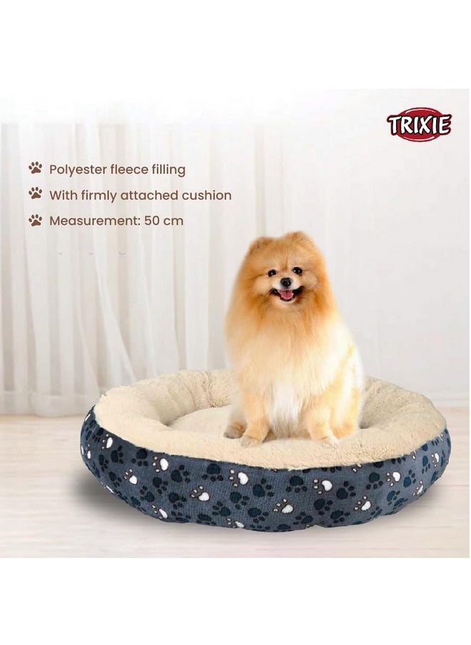 Plush Cushion Beds For Dogs Suitable For Small Breeds (Shih Tzu, Pug, Chihuahua) During Winters, Blue/Biege, 50 Cm