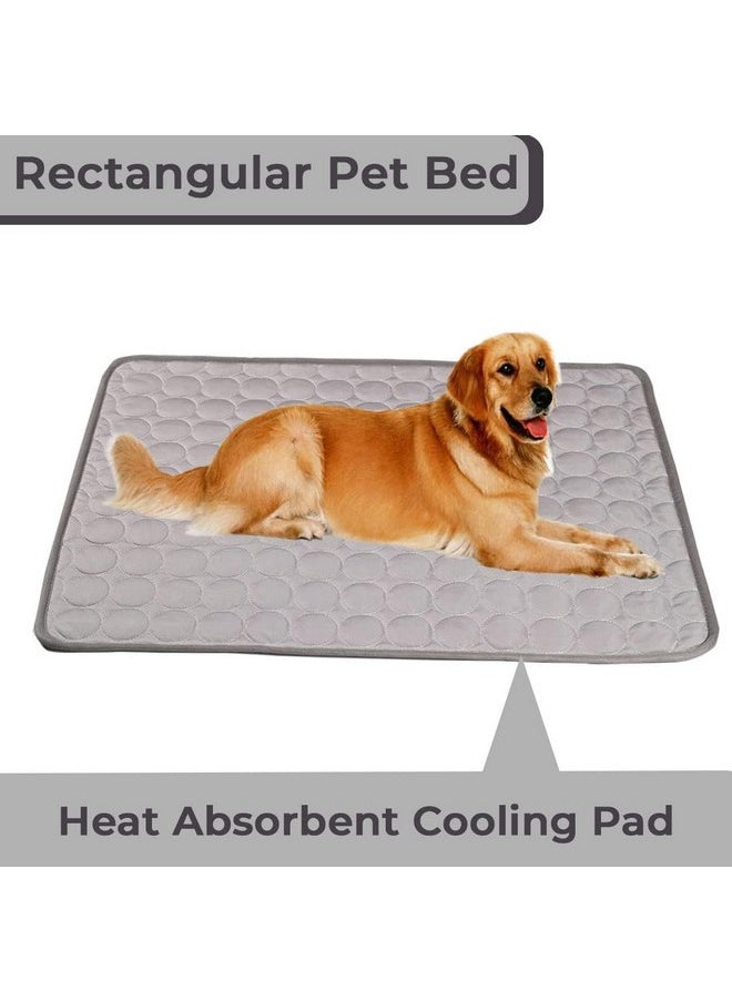 Rectangular Dog & Cat Bed|Premium Cool Ice Silk With Polyester With Bottom Mesh|Multi-Utility Self-Cooling Pad For Dog & Cat|Light-Weight & Durable Dog Bed|Zqcj001G-M|Grey
