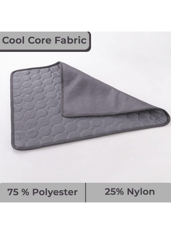 Rectangular Dog & Cat Bed|Premium Cool Ice Silk With Polyester With Bottom Mesh|Multi-Utility Self-Cooling Pad For Dog & Cat|Light-Weight & Durable Dog Bed|Zqcj001Dg-M|Dark Grey