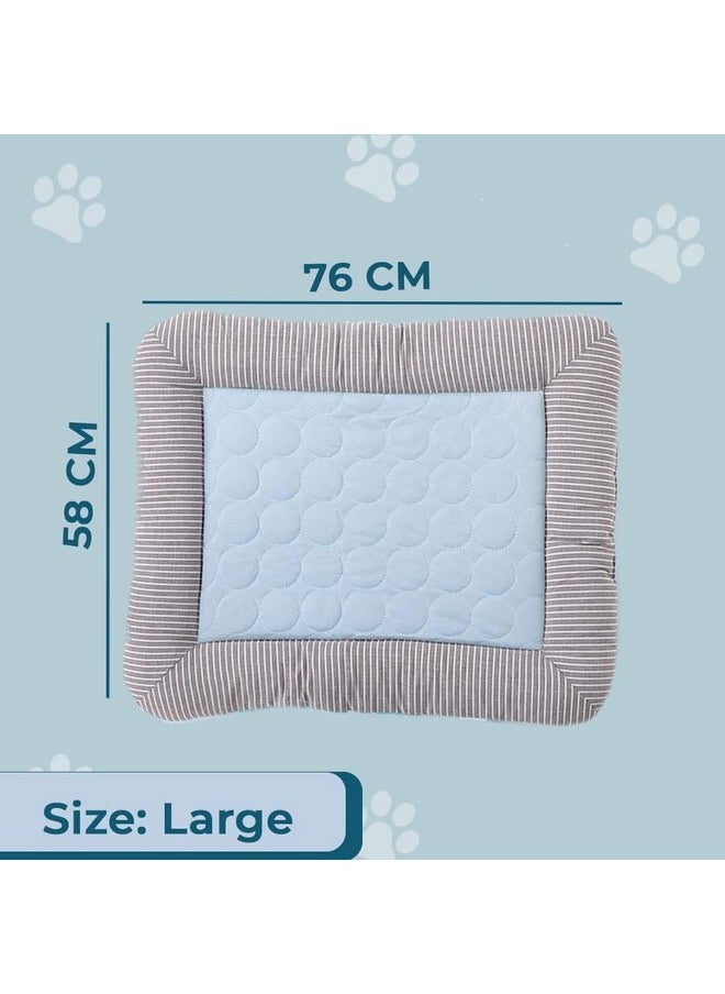 Rectangular Dog & Cat Bed|Yarn Dyed Oxford Cloth|Nylon And Polyester With Cotton Filling|Self-Cooling Bed For Dog & Cat|Small Light-Weight & Durable Dog Bed|Zqcj005B-L|Blue