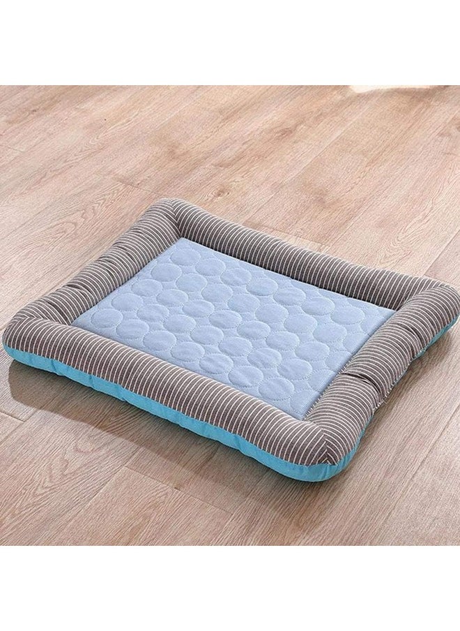Rectangular Dog & Cat Bed|Yarn Dyed Oxford Cloth|Nylon And Polyester With Cotton Filling|Self-Cooling Bed For Dog & Cat|Small Light-Weight & Durable Dog Bed|Zqcj005B-L|Blue