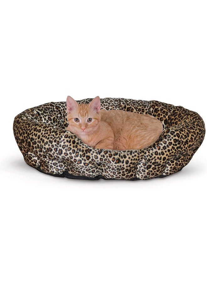 Luxurious Pet Products Self-Warming Bolster Bed Pet Bed Colour Leopard Print Size Medium