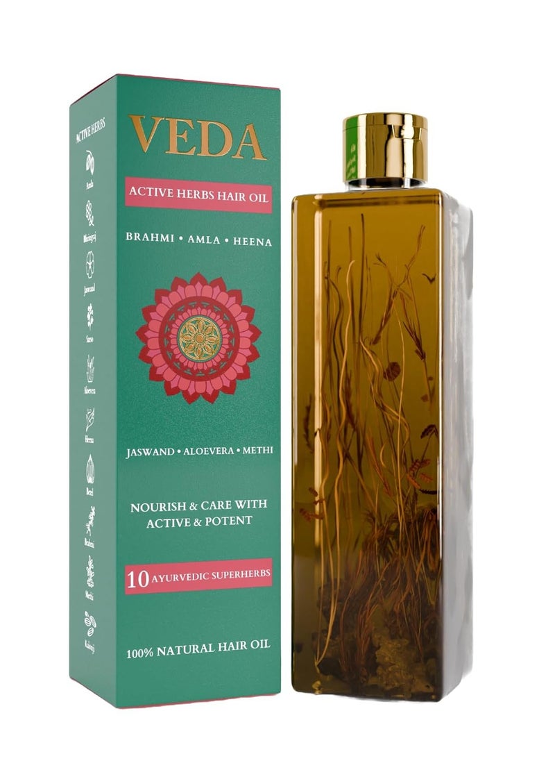 Veda Ayurvedic Cold Pressed Hair Oil | Ayurvedic Jadi Butis Infused Oil | 200ml