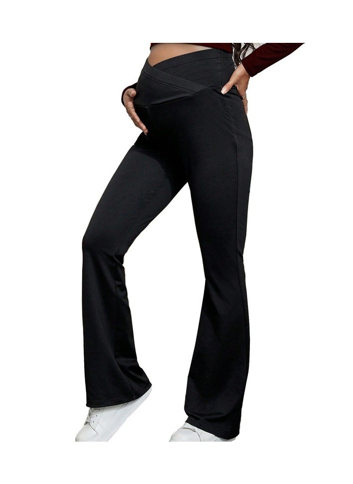 Maternity Pants With Cross Belly Support Belt, Close To The Belly, Soft And Comfortable