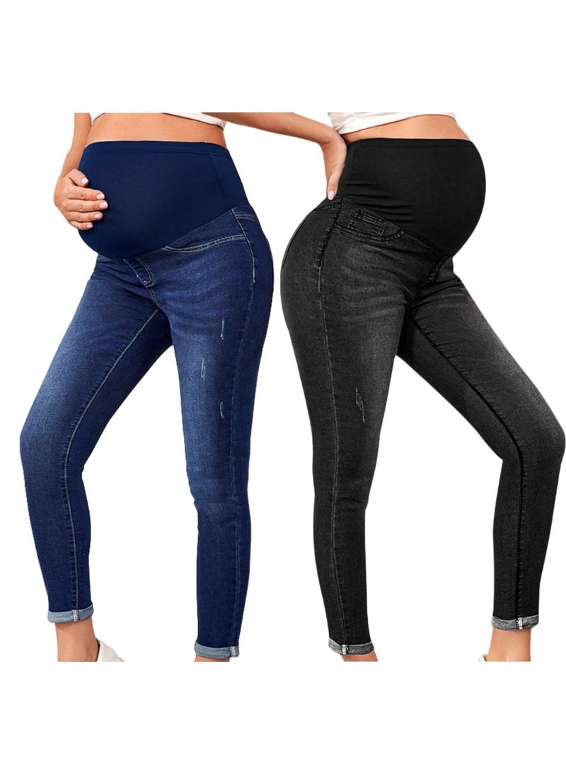 2-PACK Maternity Jeans, High Waist and Belly Support