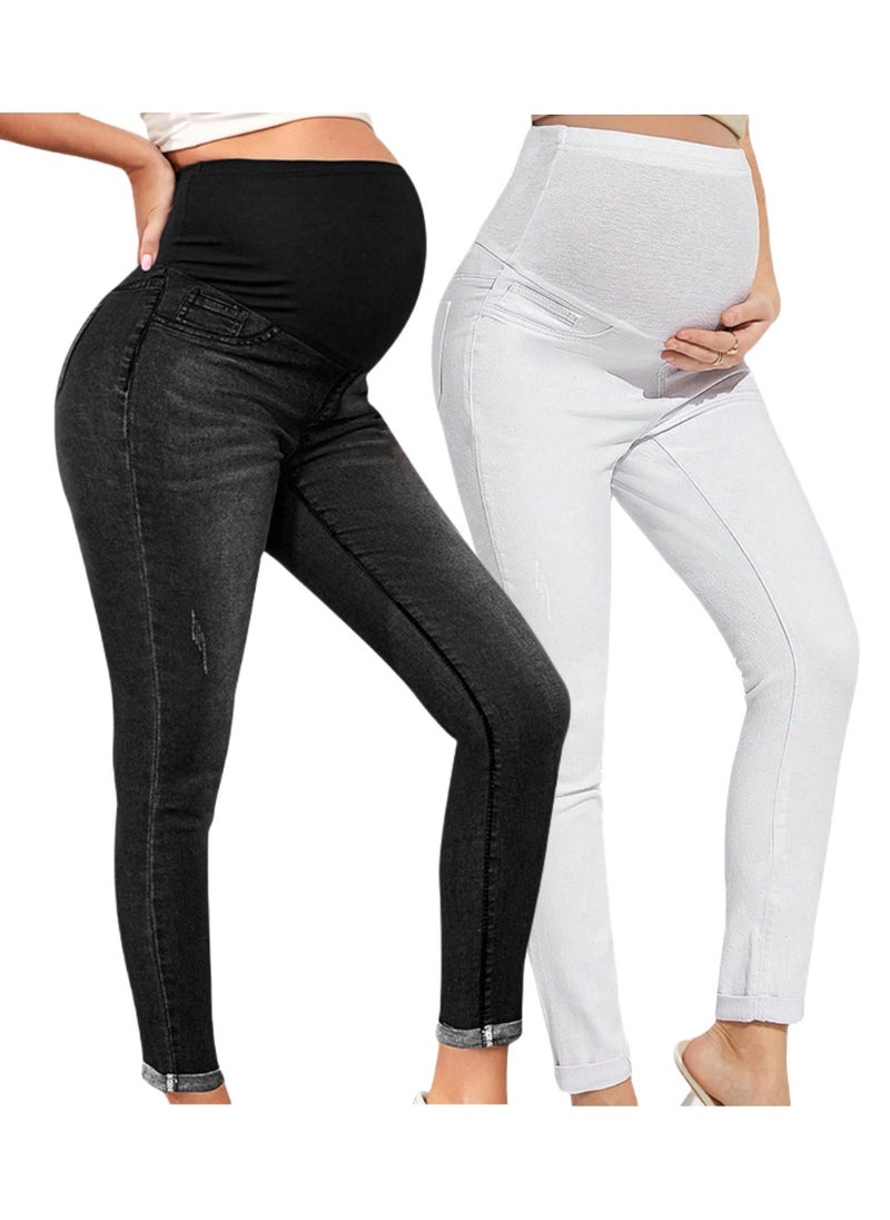 2-PACK Maternity Jeans, High Waist and Belly Support