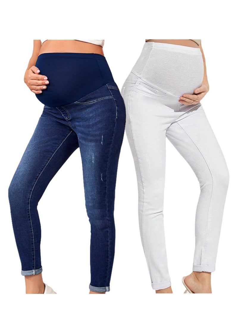 2-PACK Maternity Jeans, High Waist and Belly Support