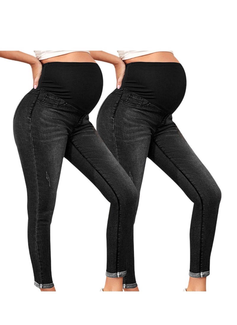 2-PACK Maternity Jeans, High Waist and Belly Support