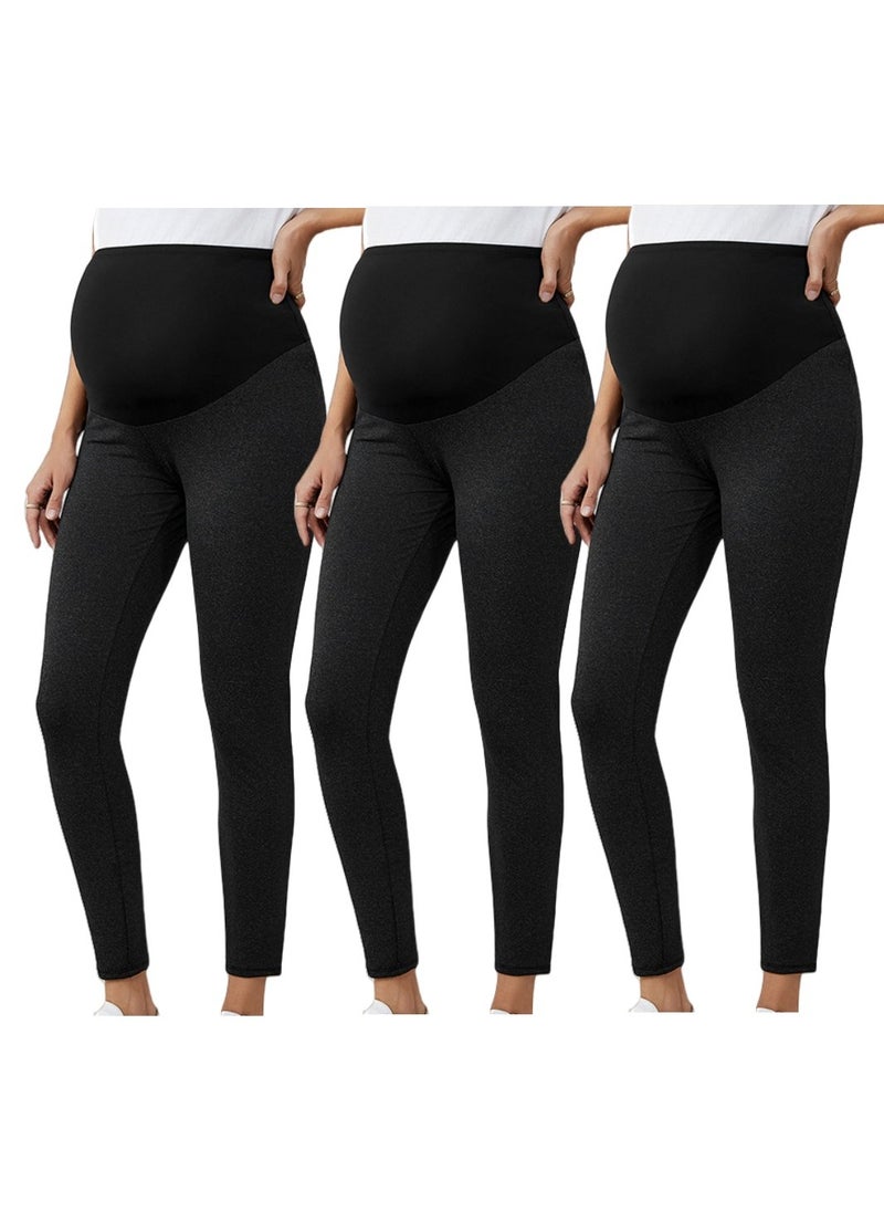 3-PACK Maternity Leggings，Workout Activewear Yoga Pregnancy Pants over the Belly Buttery Soft