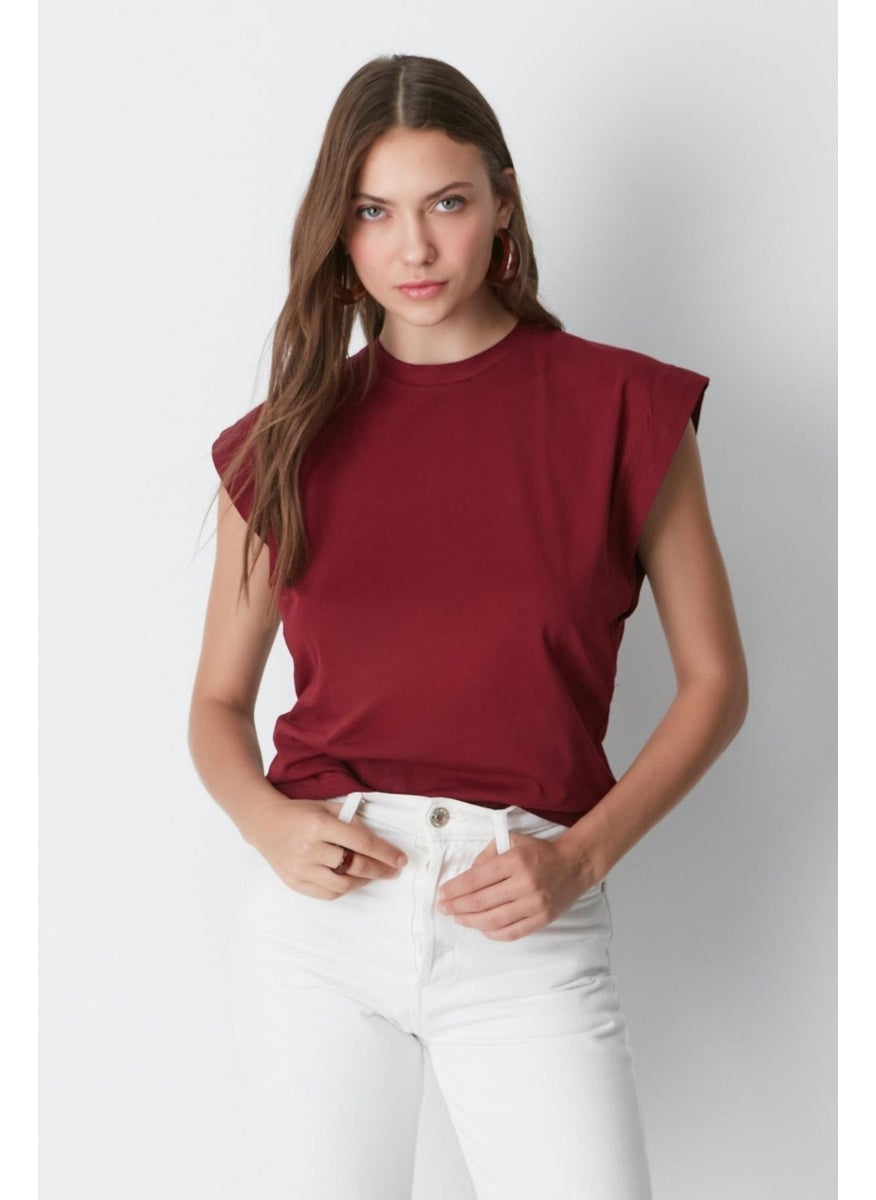 Crew Neck Short Sleeve 2-Piece Basic T-Shirt 958 Dusty Rose/burgundy