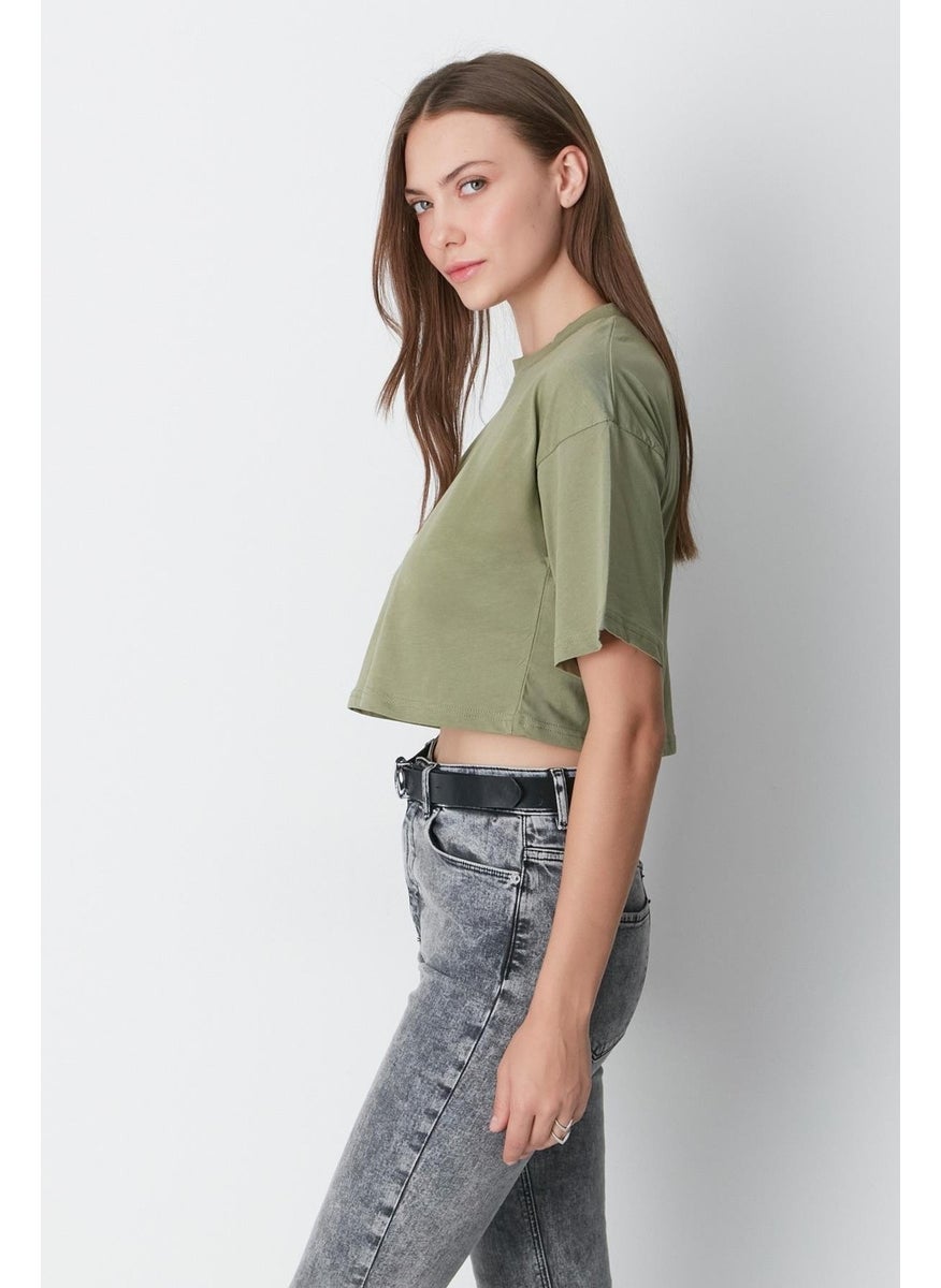 Crew Neck 2-Piece Crop T-Shirt 959 Khaki/Smoke