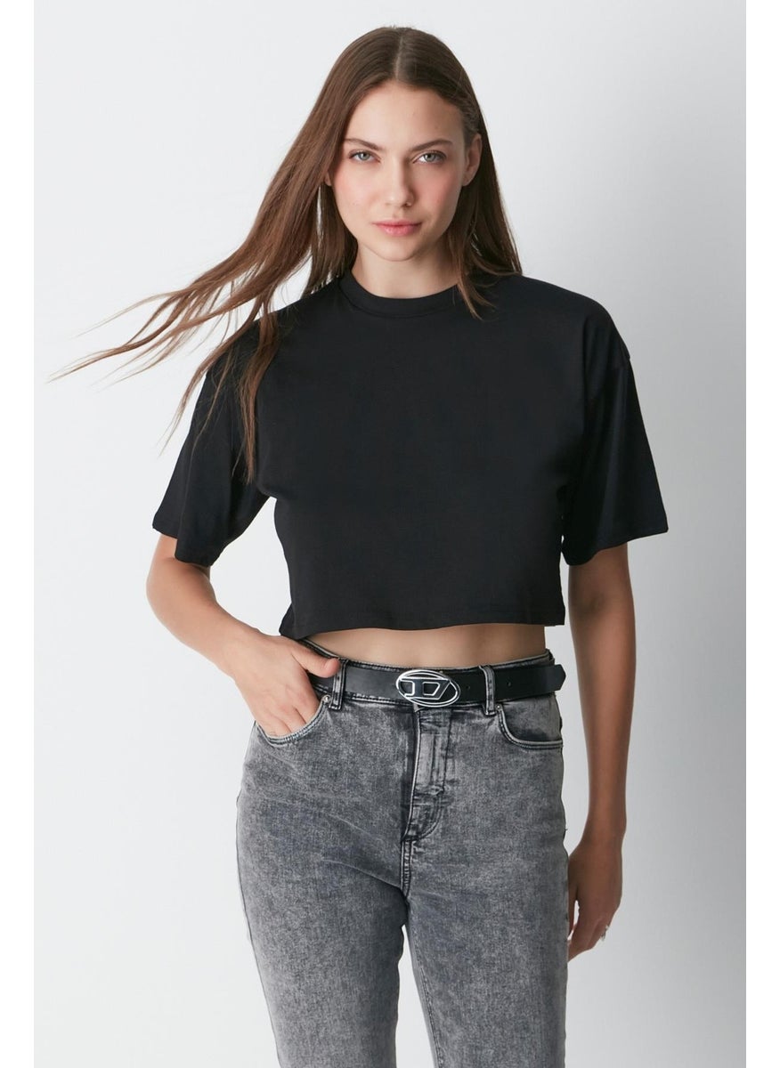 Crew Neck 2-Piece Crop T-Shirt 959 Black/White