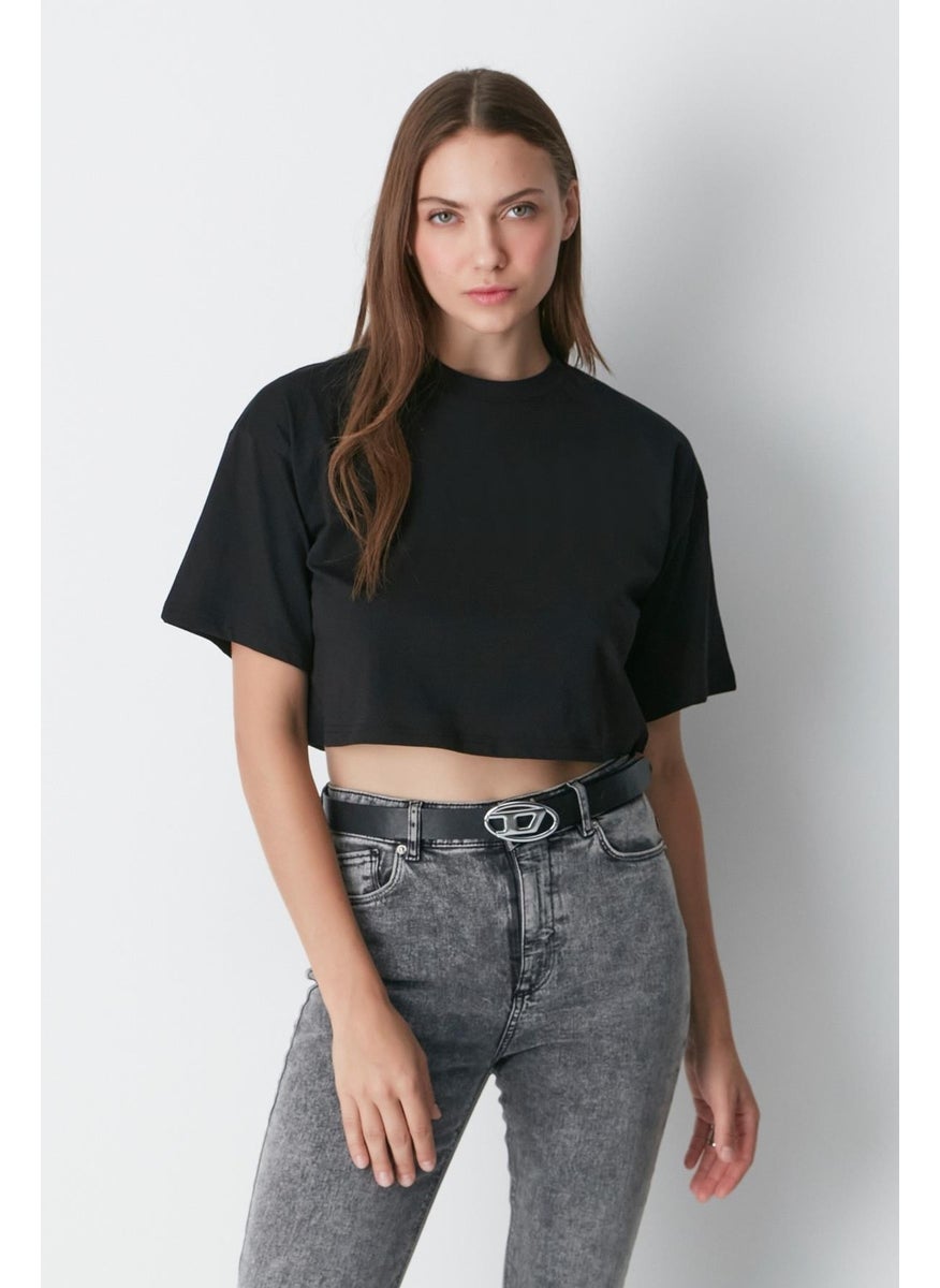 Crew Neck 2-Piece Crop T-Shirt 959 Black/White