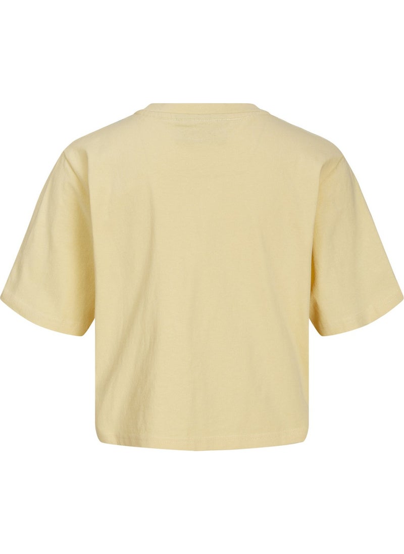 Crew Neck Printed Yellow Women's T-Shirt 12200326