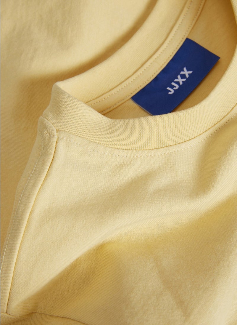 Crew Neck Printed Yellow Women's T-Shirt 12200326