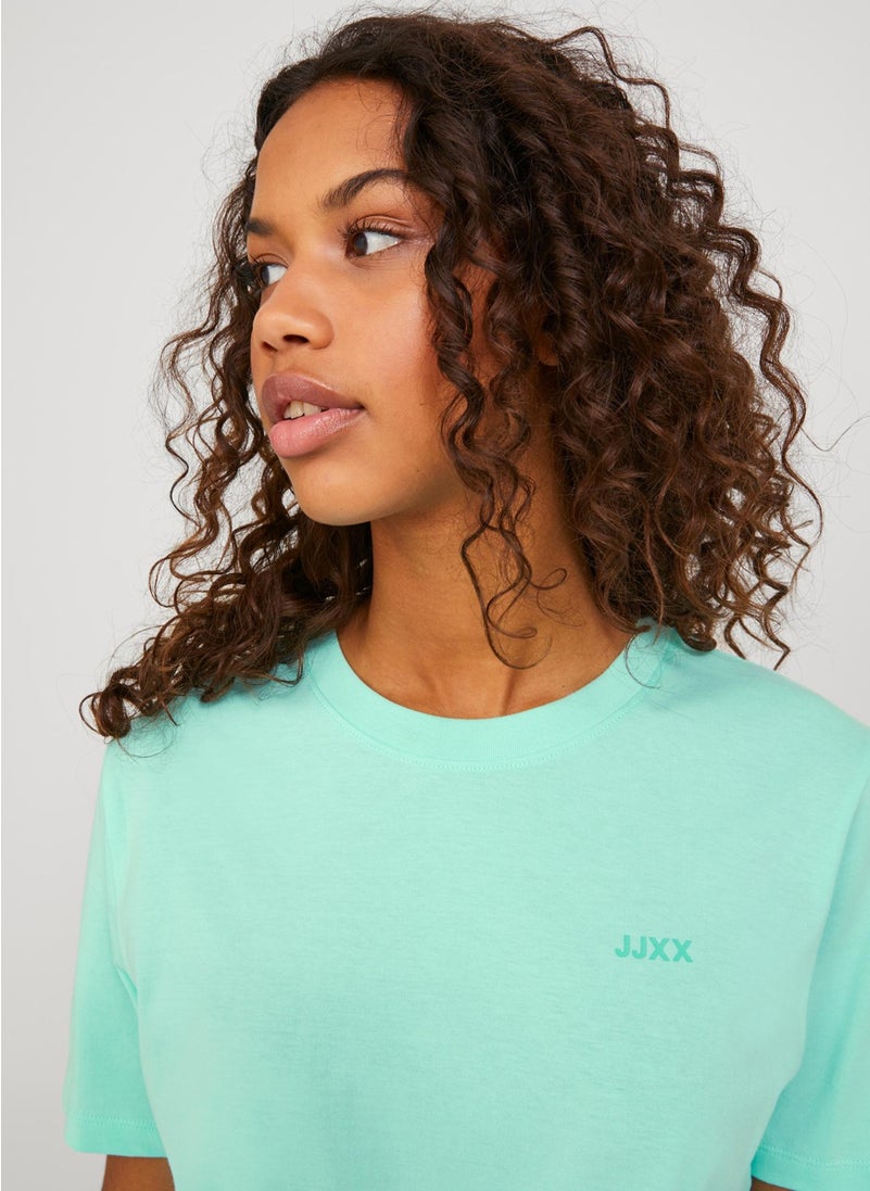 Crew Neck Blue Women's T-Shirt 12206974