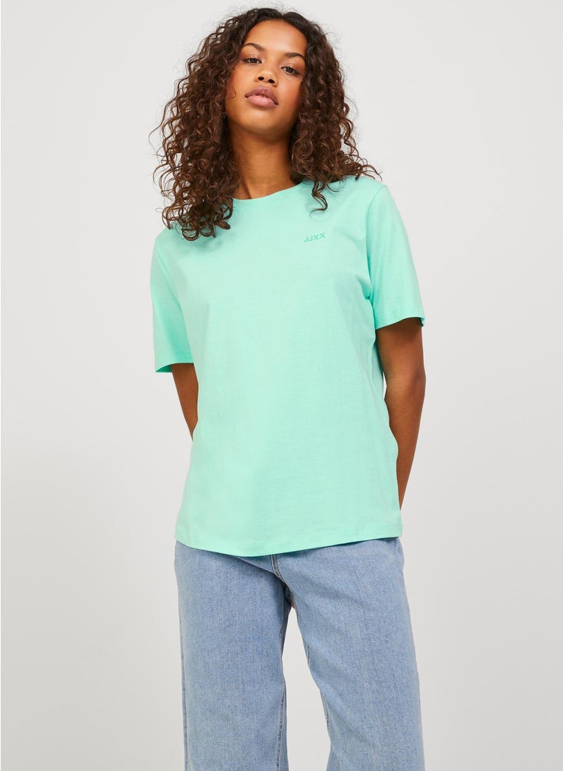 Crew Neck Blue Women's T-Shirt 12206974