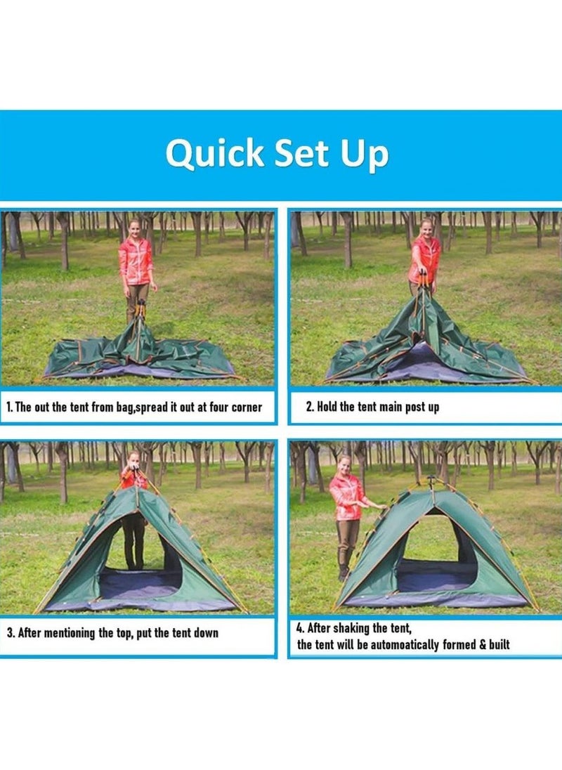Waterproof Pop-Up Camping Tent for 3-4 People Easy Setup, Double Doors, Lightweight & Foldable, 200x200x135 cm, Ideal for Hiking, Garden, Picnic & Outdoor Use
