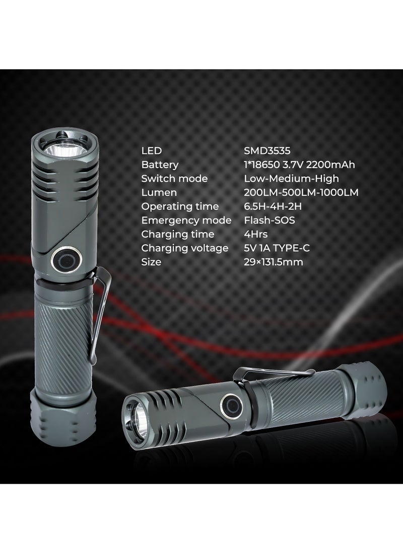 Toby's Torch -45 Rechargeable LED Bright powerful Torch Light- High strength Aluminum Alloy and long Lasting battery life